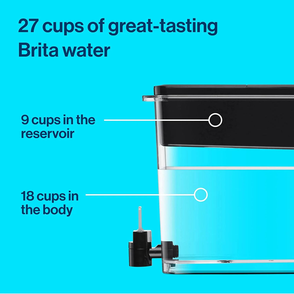 Black BPA Free 27-Cup Water Filter Dispenser X29568
