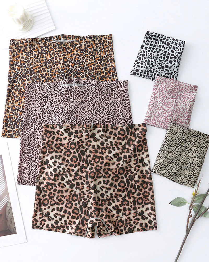 Mid-Rise Ice Silk Leopard Panties 6 Pack U68989