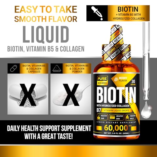 Biotin & Collagen 60,000mcg Hair Growth Liquid Drops, 4 Fl Oz C914