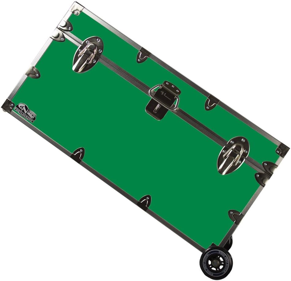 Lockable Trunk Footlocker with Wheels 32 x 18 x 16.5 Inches W81936