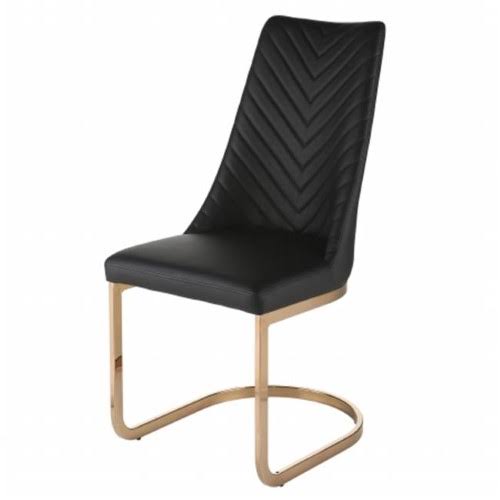 Black PU Chair with Rose Gold Legs, Set of 4 I710510
