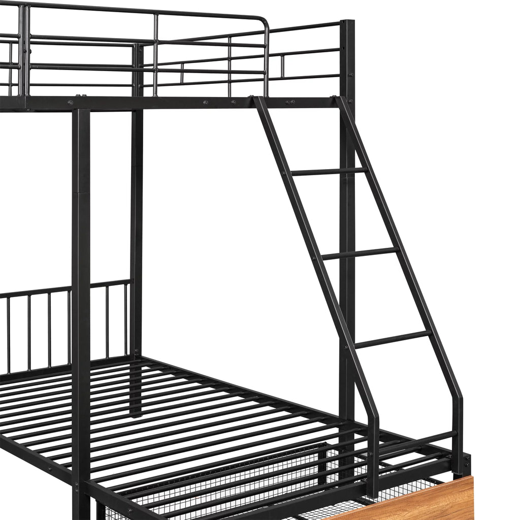 Black Metal Triple Bunk Bed with Drawers X139453
