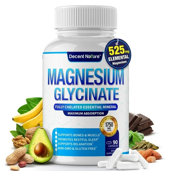 Magnesium Glycinate 525mg Supplement 90 Capsules A947