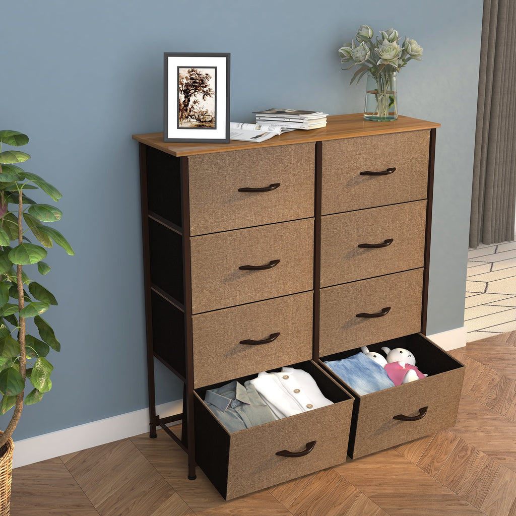 Light Gray 8 Drawer Vertical Dresser with Shelf T51114