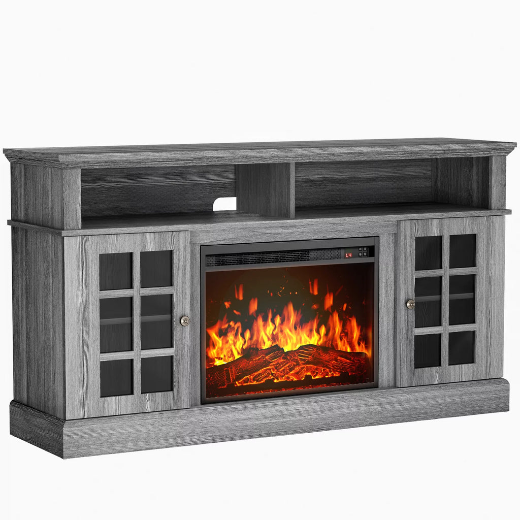 Electric Fireplace TV Stand with Adjustable Shelves Y540