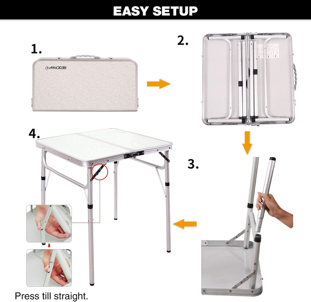White 36 x 24 inch Aluminum Folding Camping Table L9064