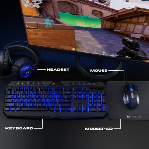 4 in 1 RGB Gaming Keyboard and Mouse Combo with Headset and Mouse Pad U7129