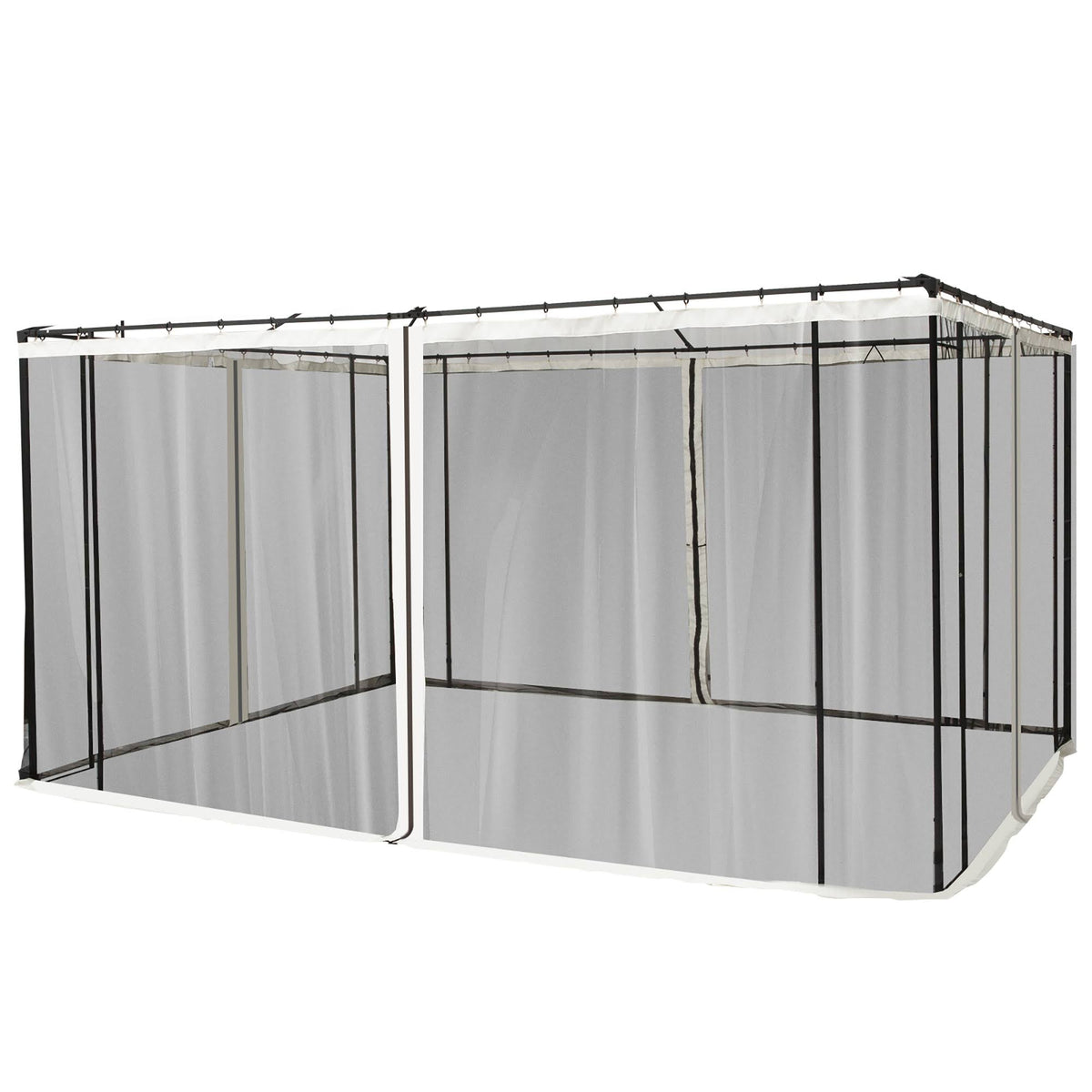 4-Panel Mesh Mosquito Netting Sidewalls with Zippers for Patio Gazebo R70534