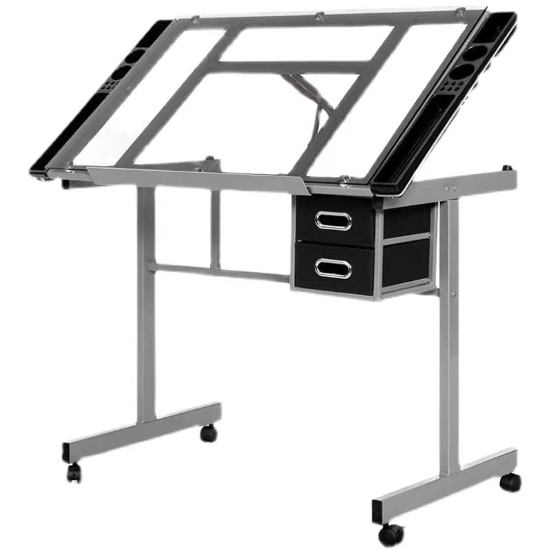 Silver Adjustable Glass Drafting Table T85977