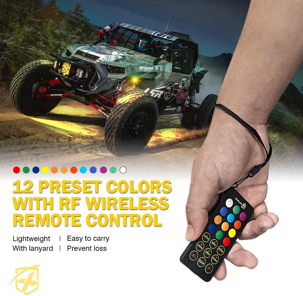 Multicolor LED Rock Lights Kit with Bluetooth Remote, 8 Pods G603