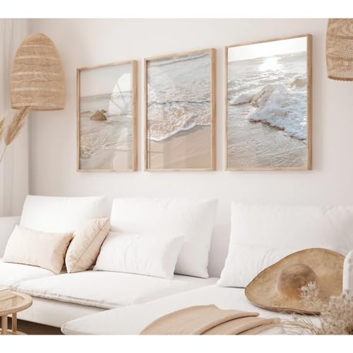 Beach Wall Art Canvas Prints Unframed 12x16 Inch Set of 3 D2170