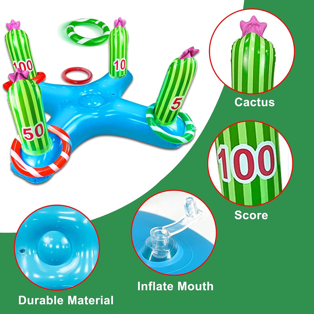 Inflatable Cactus Ring Toss Party Game with 4 Rings Q28827