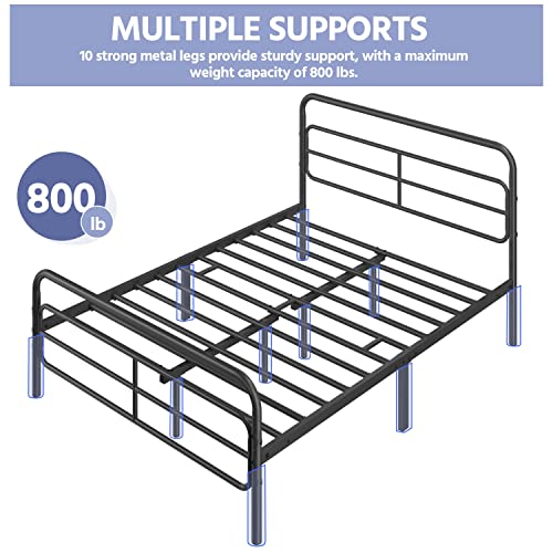 White Metal Twin Bed Frame with Headboard Y4975