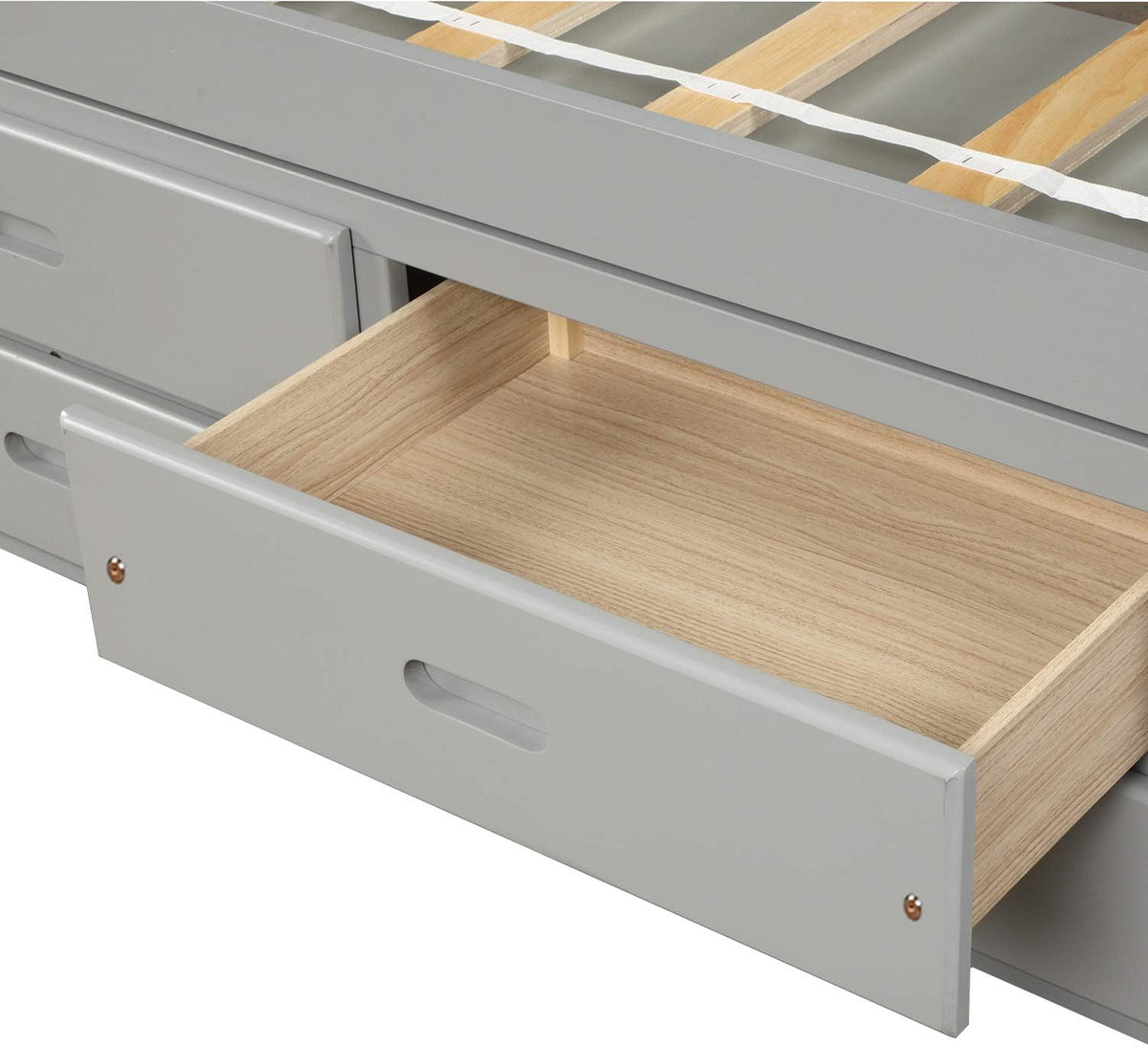 Gray Solid Wood Twin Size Platform Storage Bed with 6 Drawers G741