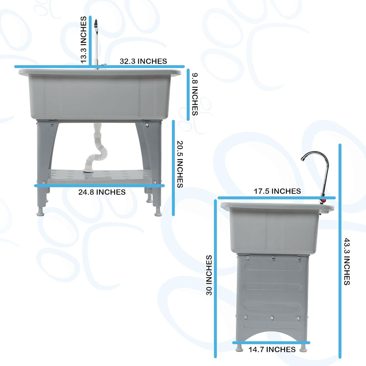 Portable Dog Bathing Station with Removable Shelf O529