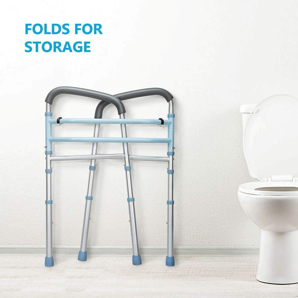 Stand Alone Toilet Safety Rail and Folding Shower Commode Wheelchair Heavy Duty Medical Toilet Safety Frame Adjustable Bathroom Toilet Handrails K92434