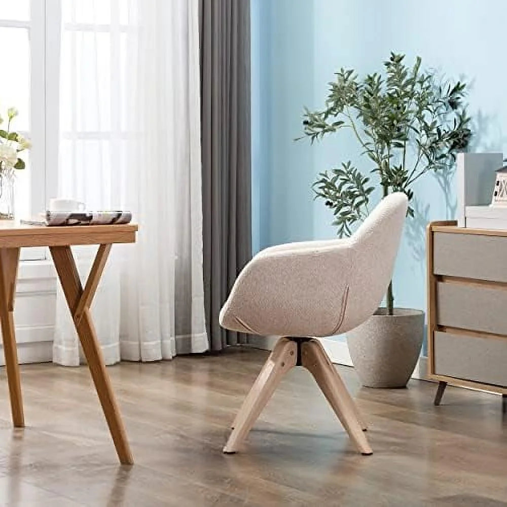 Mid Century Modern Fabric Accent Chair with Oak Wood Legs Z3652