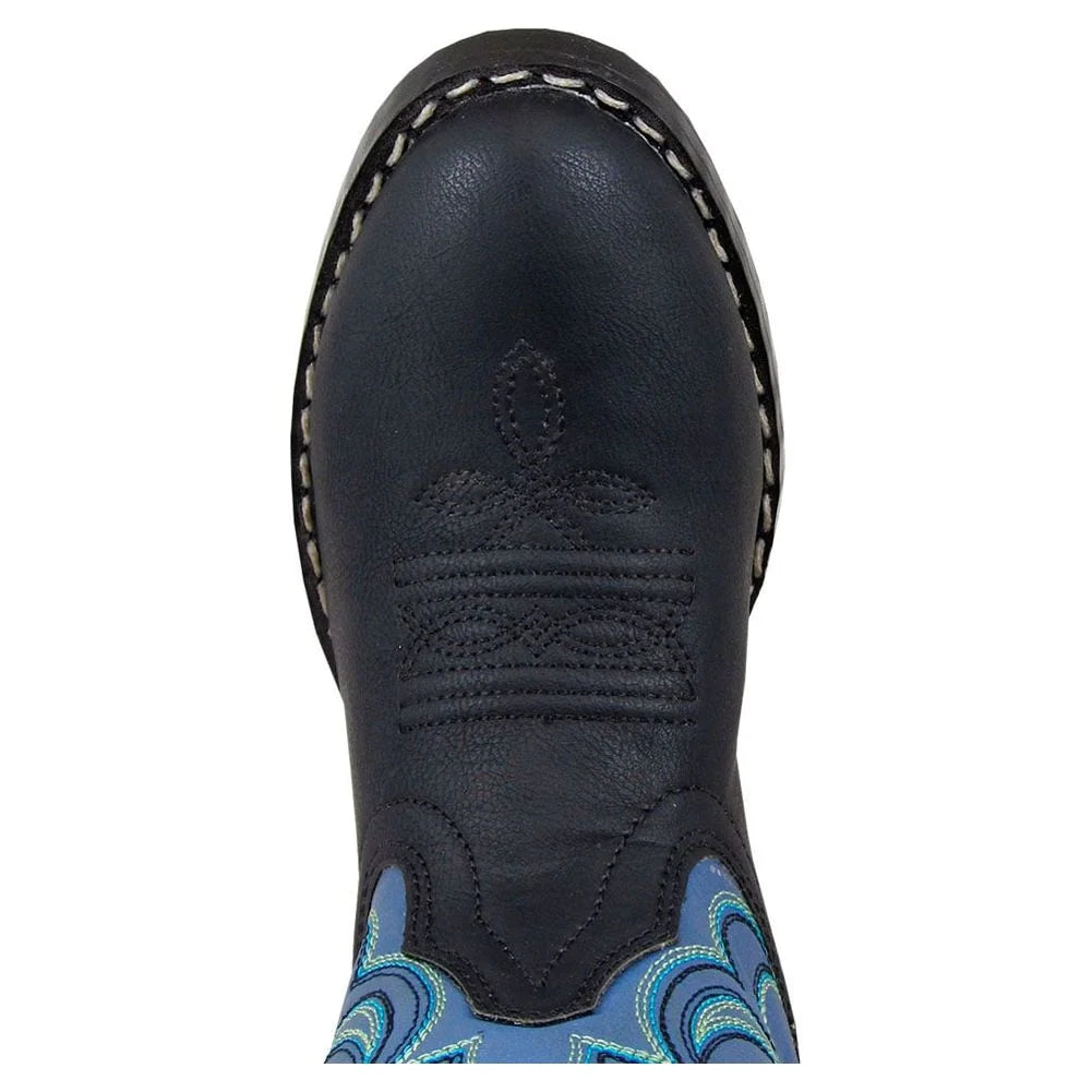 Black Blue Kids Western Boots P3926