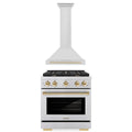 30 In. Gas Range and Range Hood in Stainless Steel with Gold Accents M11501