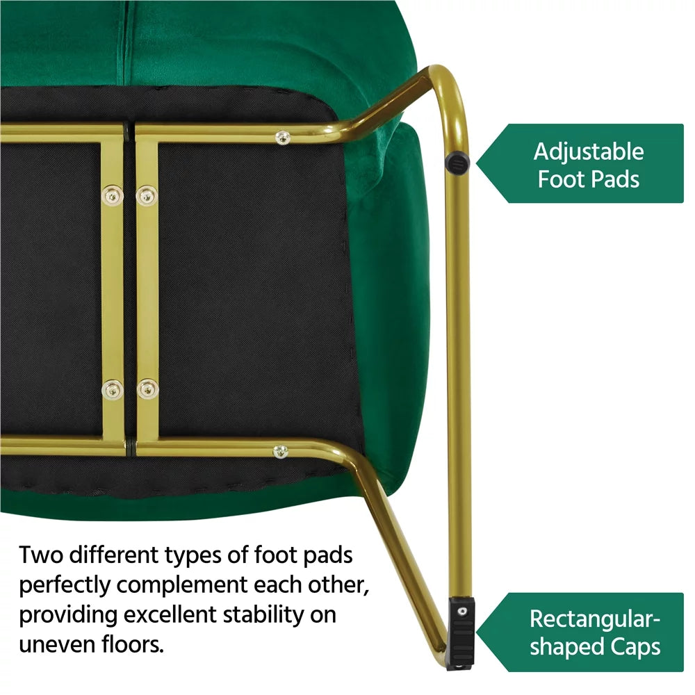 Green Velvet Armchair with Golden Metal Legs W533
