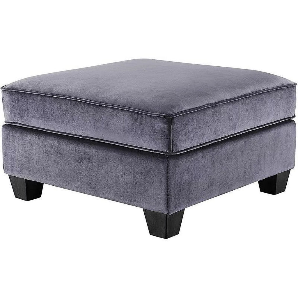 Gray Velvet 6Pc Modular Sectional Sofa with Ottoman and 3 Accent Pillows G4972