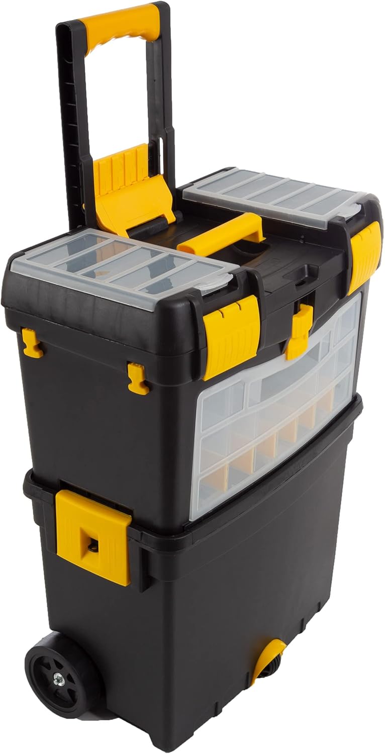 Rolling Tool Box with Wheels, Foldable Handle, and Removable Top V473