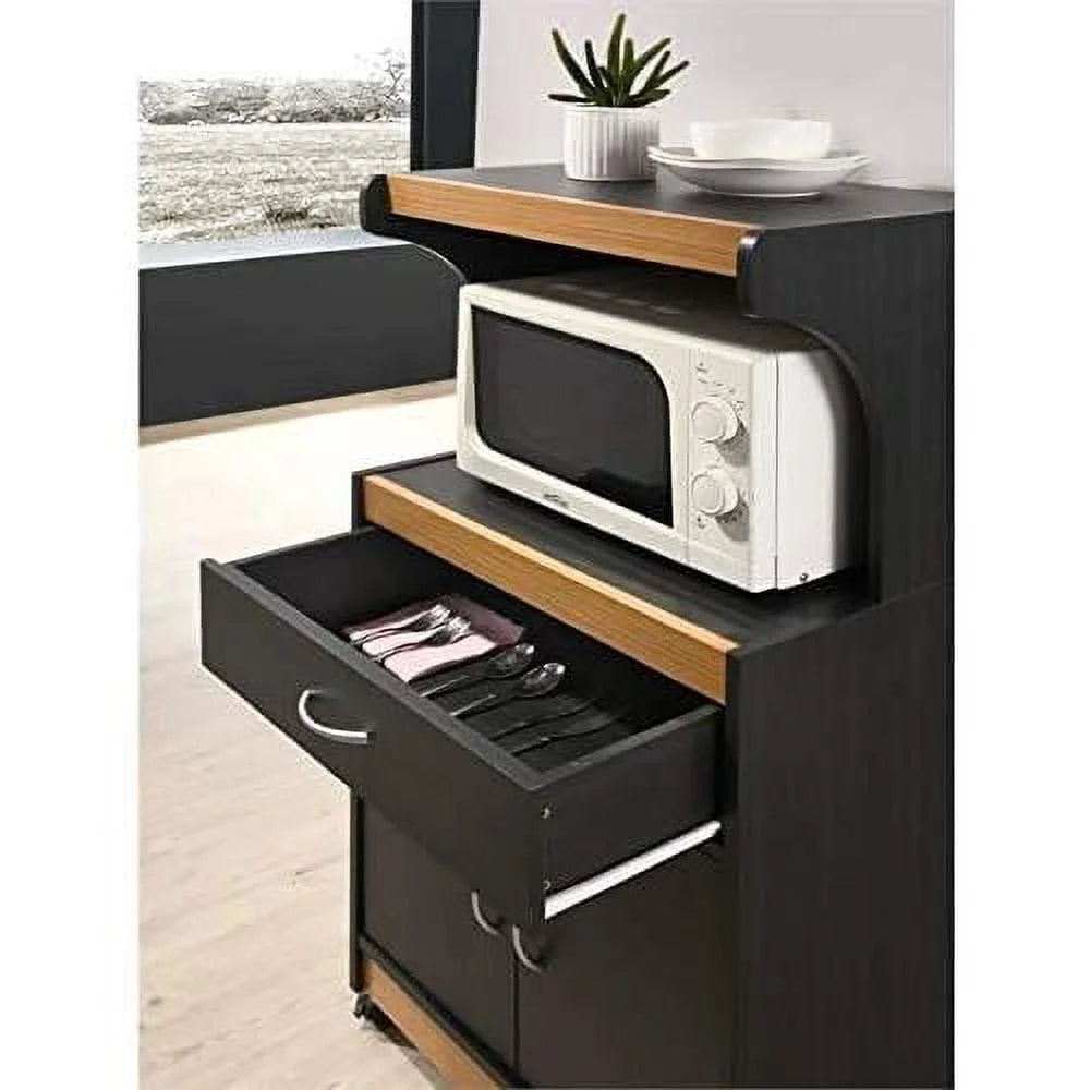 Black Beech Microwave Kitchen Cart U915