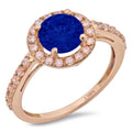 18k Rose Gold Halo Ring with Blue Sapphire P132