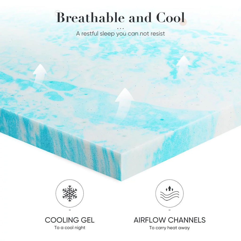 2 Inch Gel Memory Foam Mattress Topper, Twin XL A561