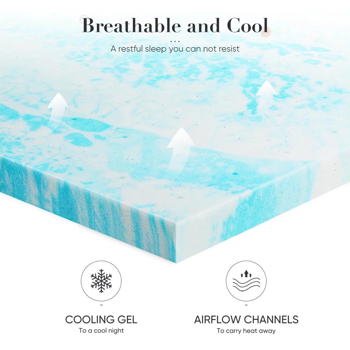 2 Inch Gel Memory Foam Mattress Topper, Twin XL A561