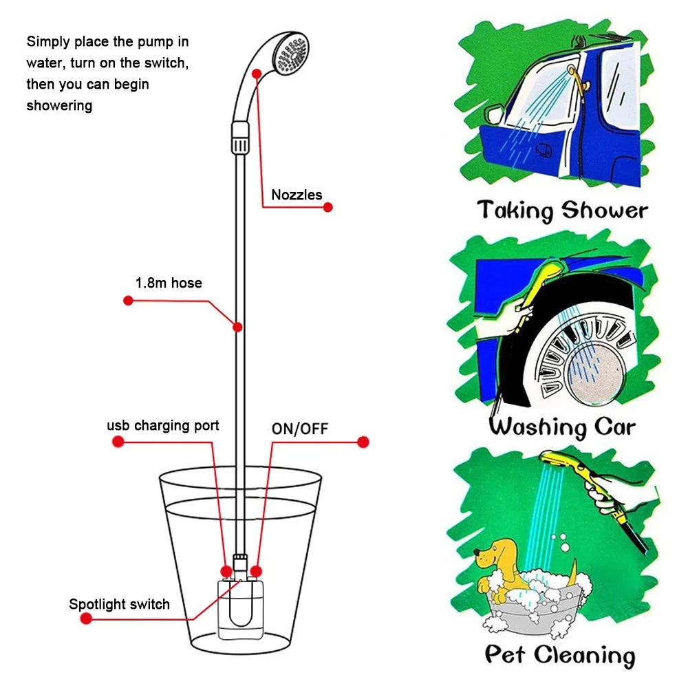 Portable Handheld Electric USB Rechargeable Showerhead K230035