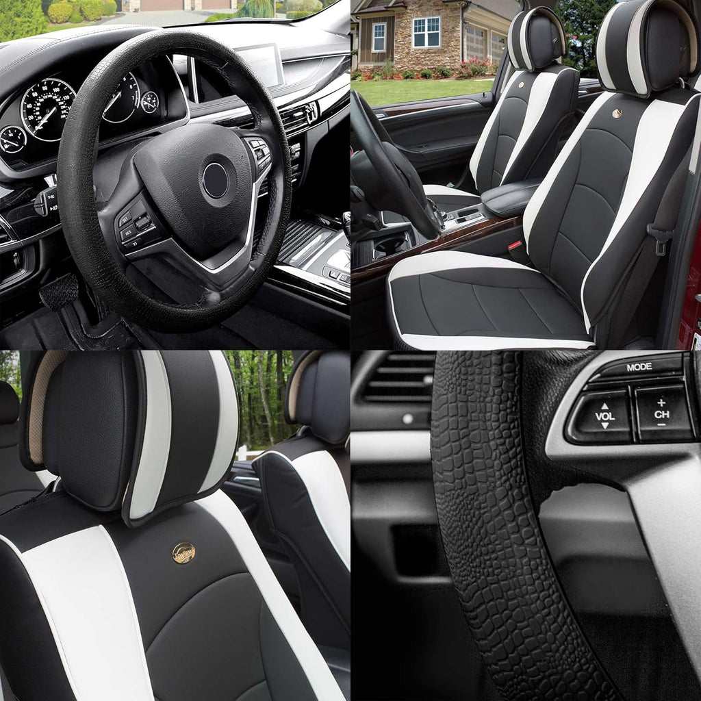 Faux Leather Seat Cushions Front Set Brown Black F9952