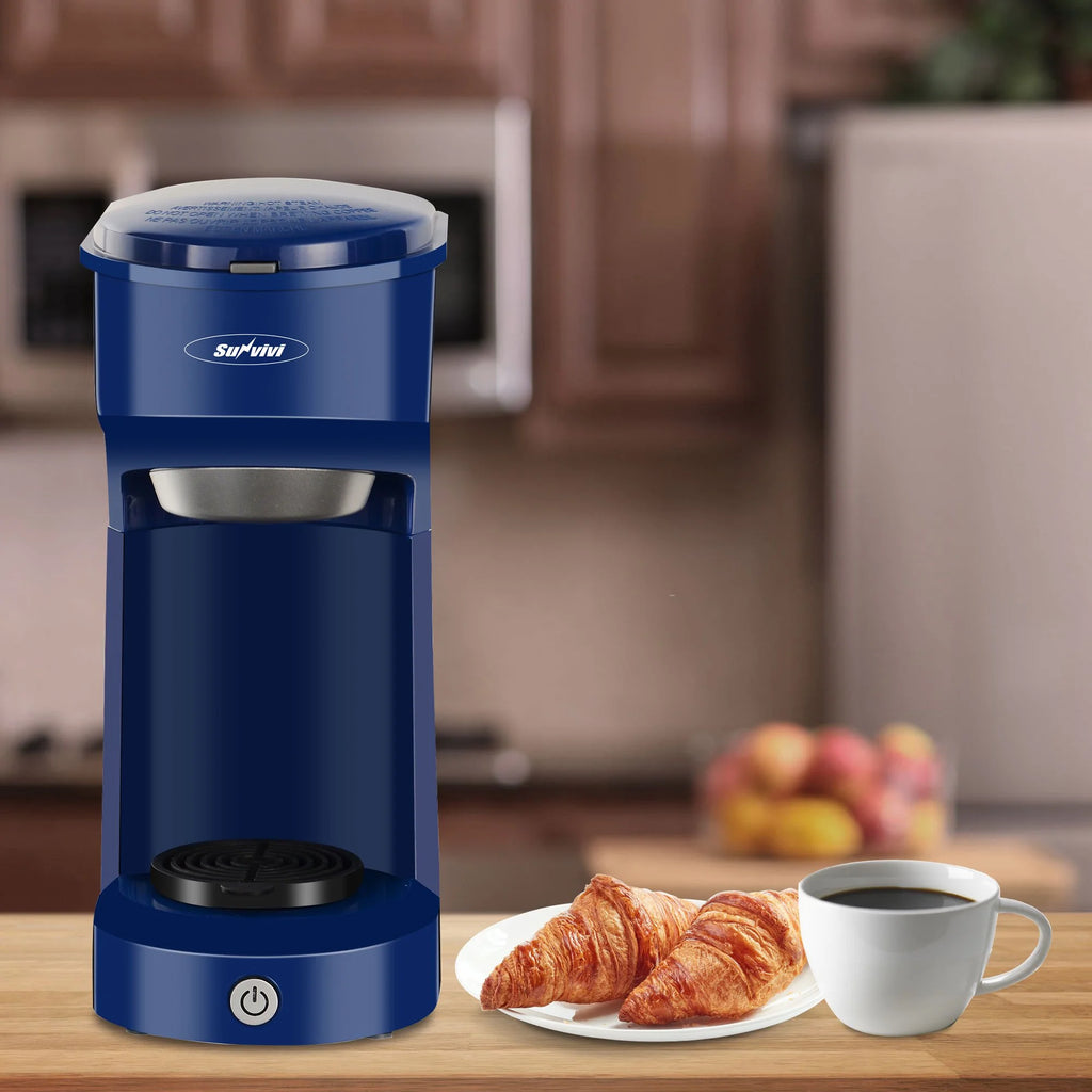 Blue Single Serve Coffee Brewer with Permanent Filter E505654