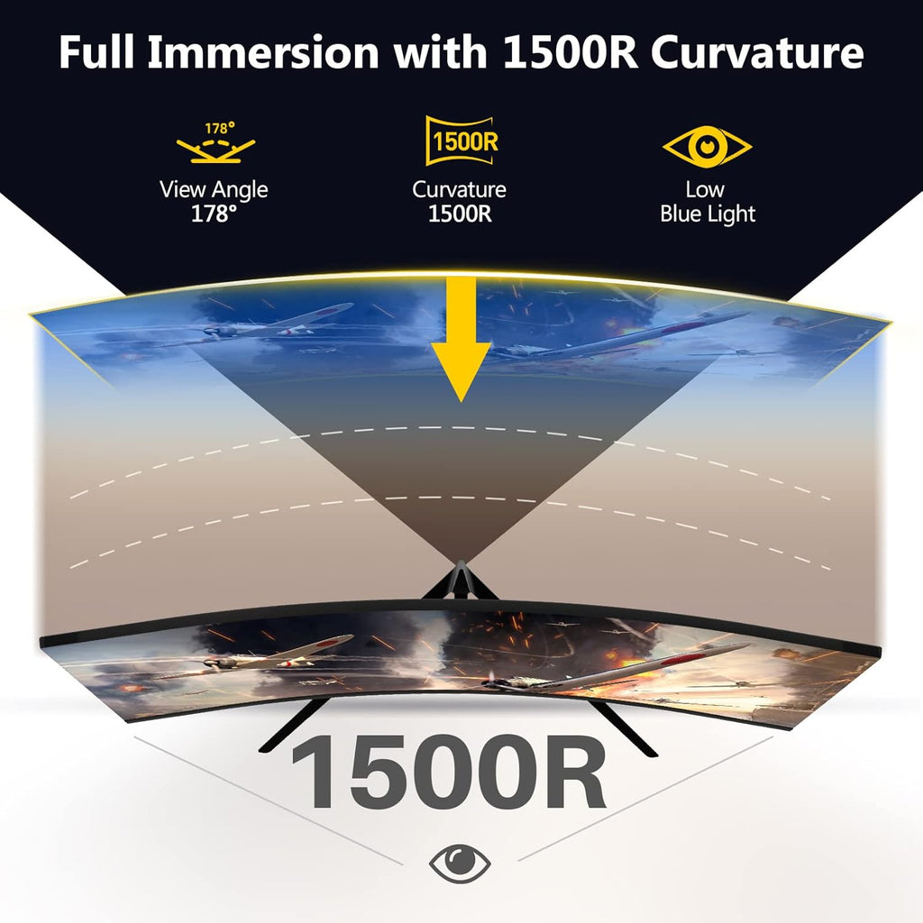 27-inch Curved Gaming Monitor 16:9 1920x1080 200/144Hz 1ms Frameless LED Monitor M333