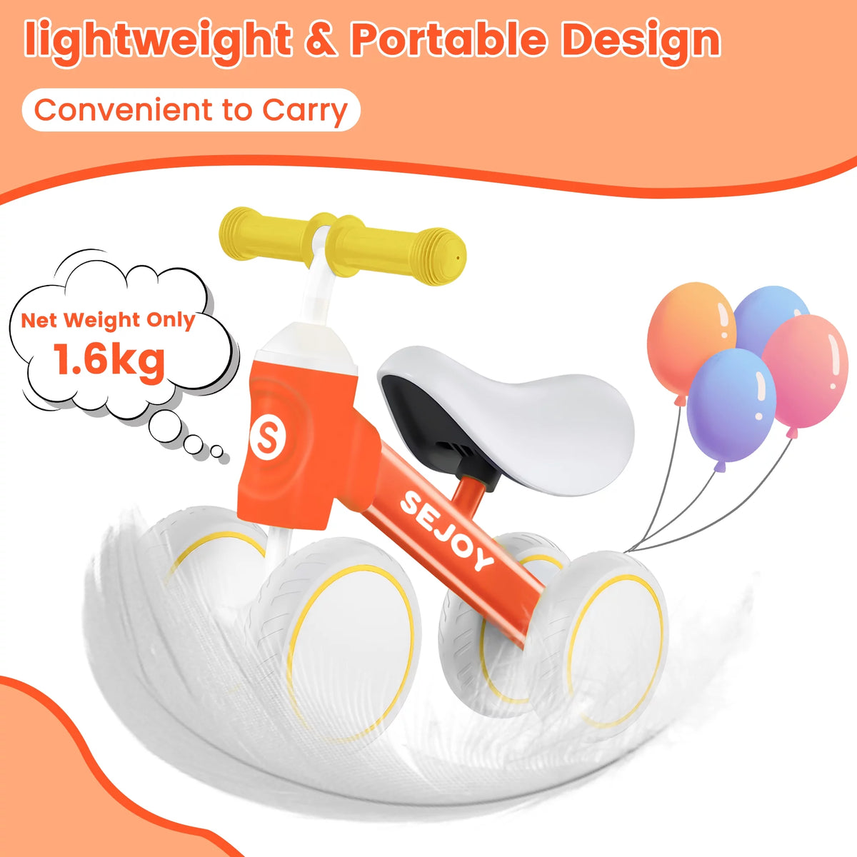 Baby Balance Bike 4 Wheels Toddler Walker O3208
