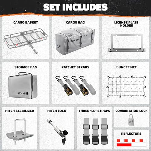 60"x20"x6" Folding Trailer Hitch Cargo Carrier with Waterproof Cargo Bag T174622