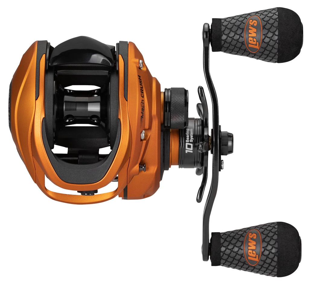 Baitcast Fishing Reel, Left-Hand Retrieve, 7.5:1 Gear Ratio, 10 Bearing System, Orange P57164