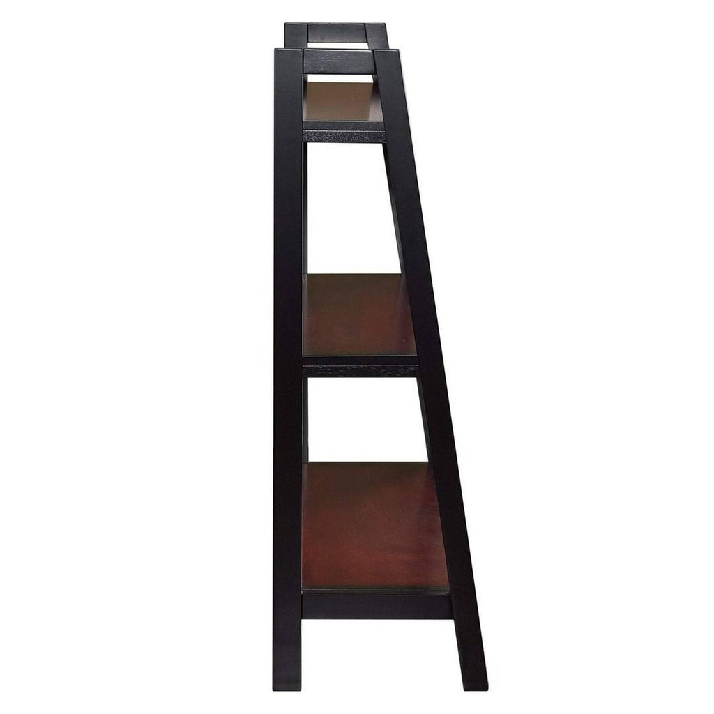 Brown and Black 3 Tier Wooden Bookcase with Metal Frame A5627