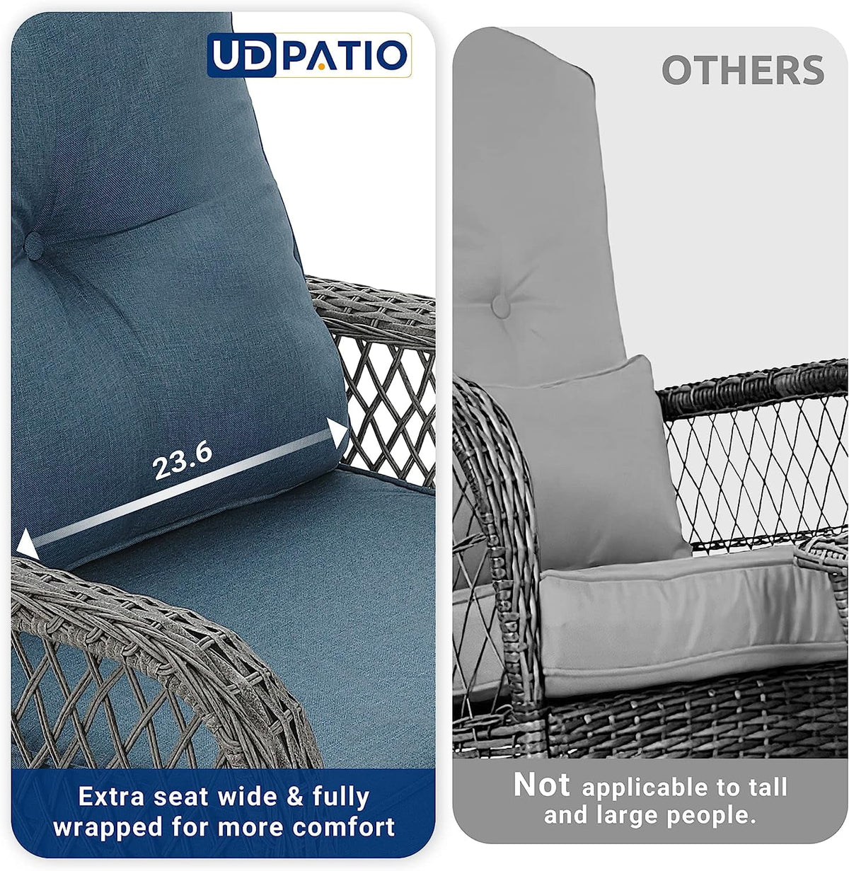 3 Piece Rattan Outdoor Rocking Bistro Set with Cushions S23685