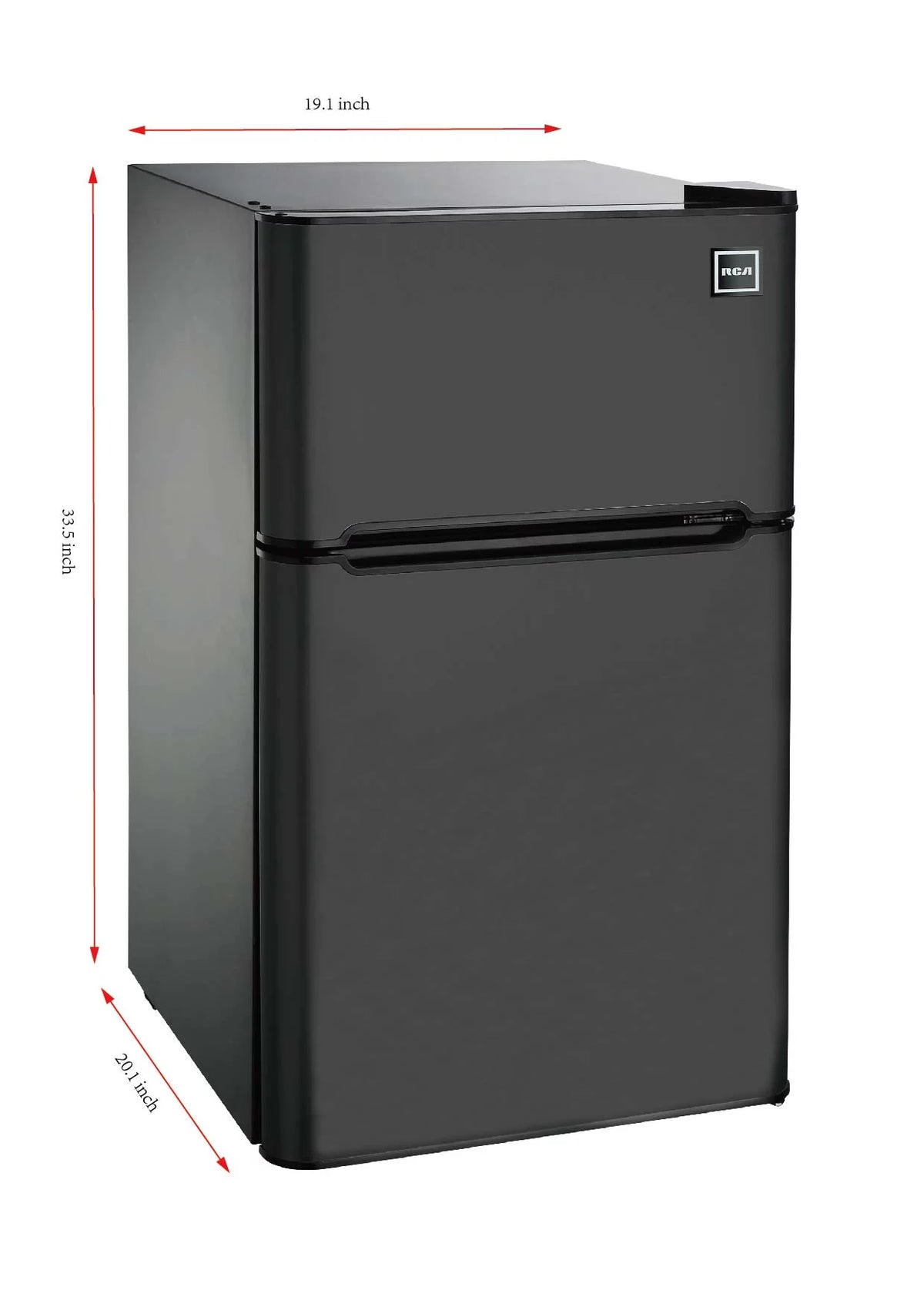 3.2 Cu Ft Two Door Mini Fridge with Freezer, Black G225471
