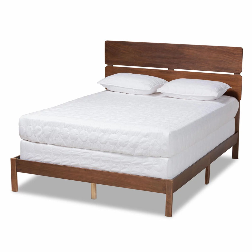 Gray and Oak Finished Wood Full Size Panel Bed Y9363