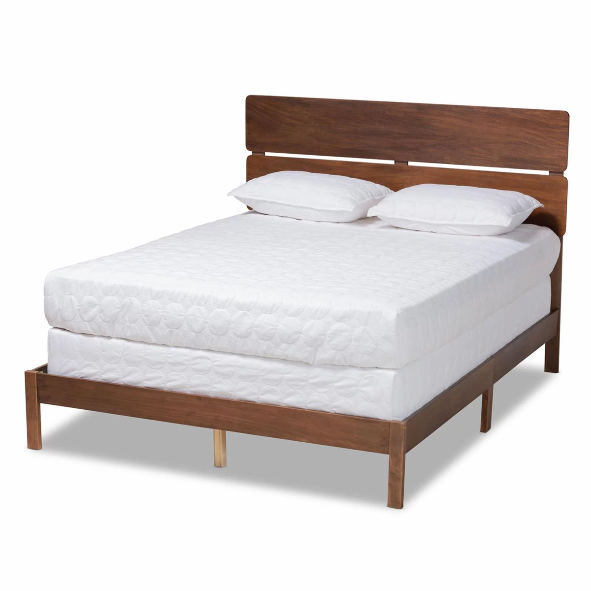 Gray and Oak Finished Wood Full Size Panel Bed Y9363