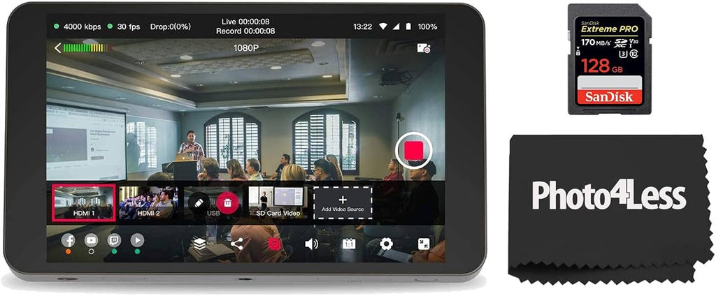 Portable Multi-Camera Live Streaming Device with 128GB Memory Card R61434