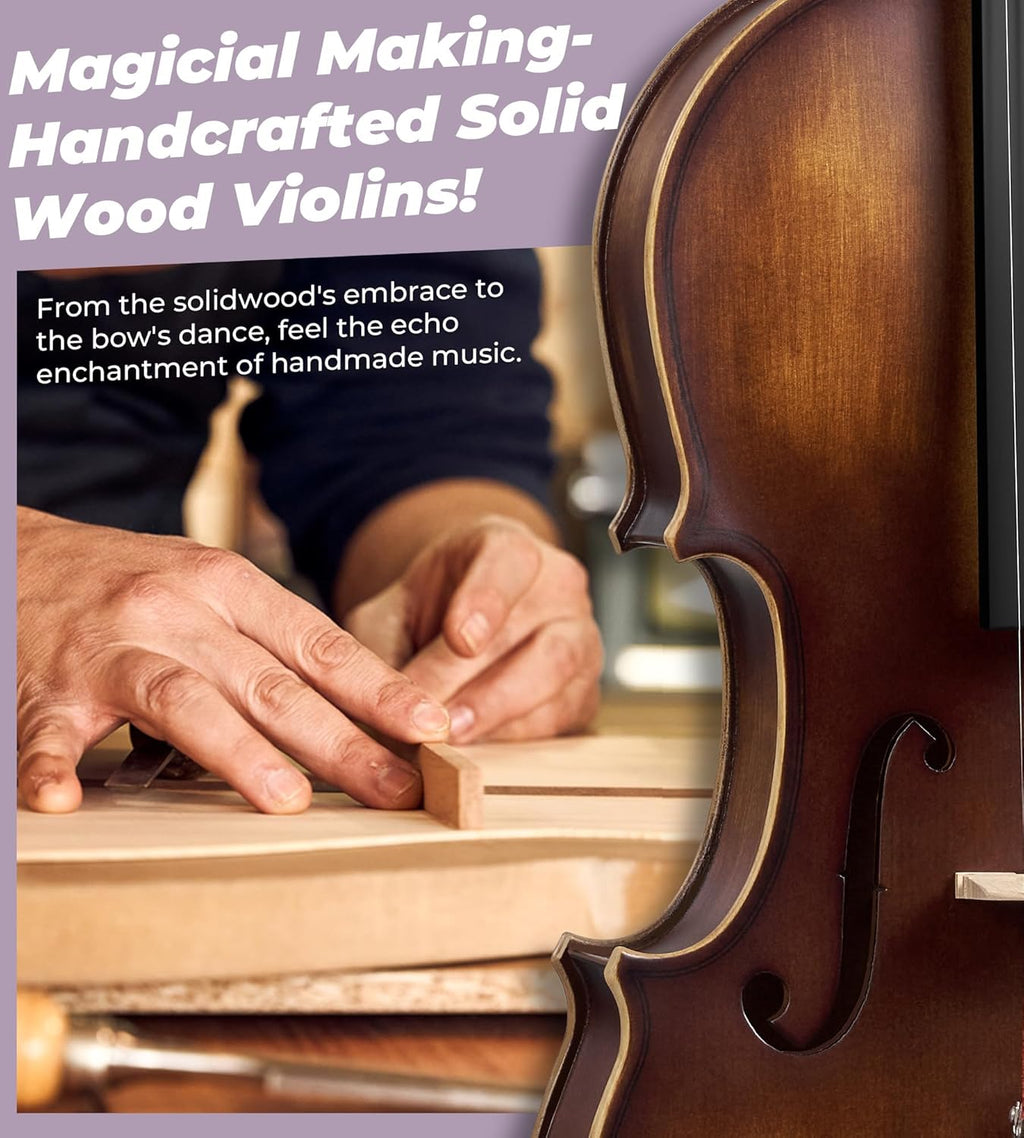 Solid Wood Violin 4/4 Full Size Set with Lightweight Hard Case X91780