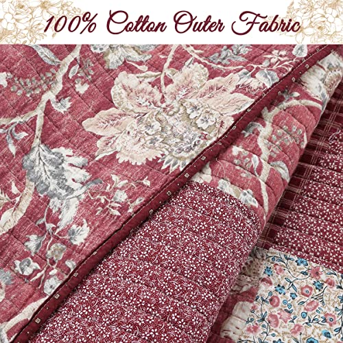 King 3 Piece 100% Cotton Reversible Patchwork Coverlet Bedding Set V836931