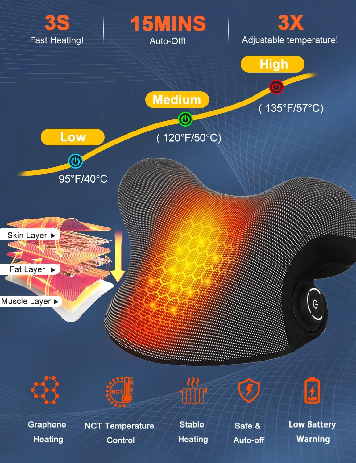 Wireless Cordless Neck Cervical Traction Device with Graphene Heating Pad B6691