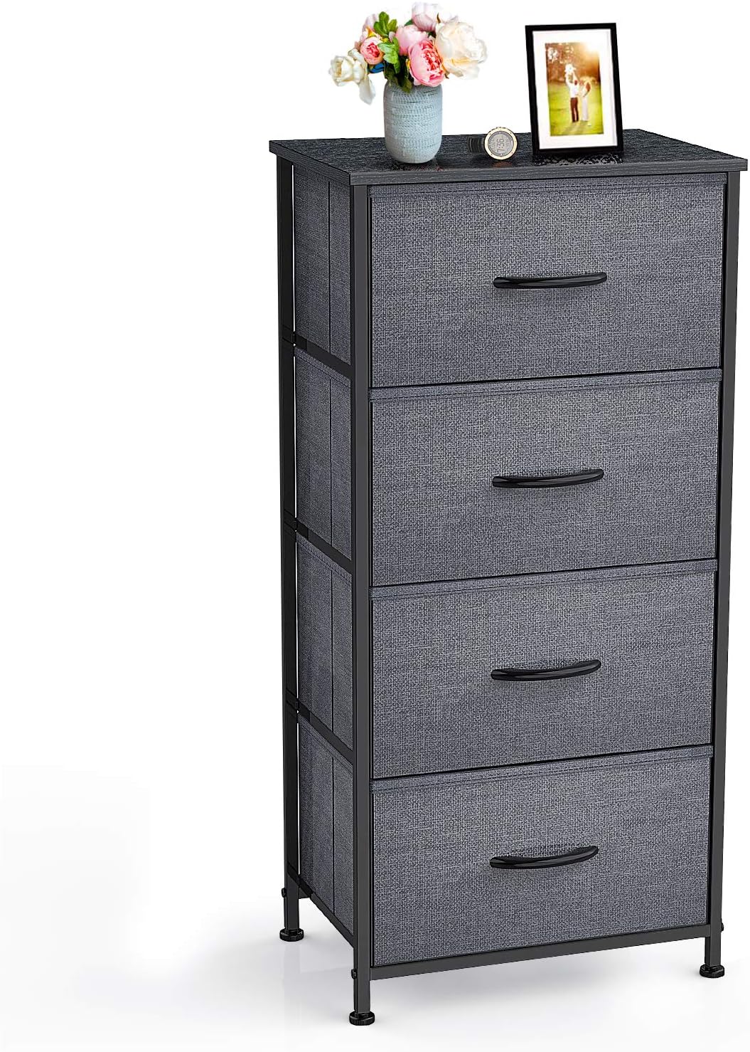 Black Grey 4 Drawer Fabric Storage Dresser B348