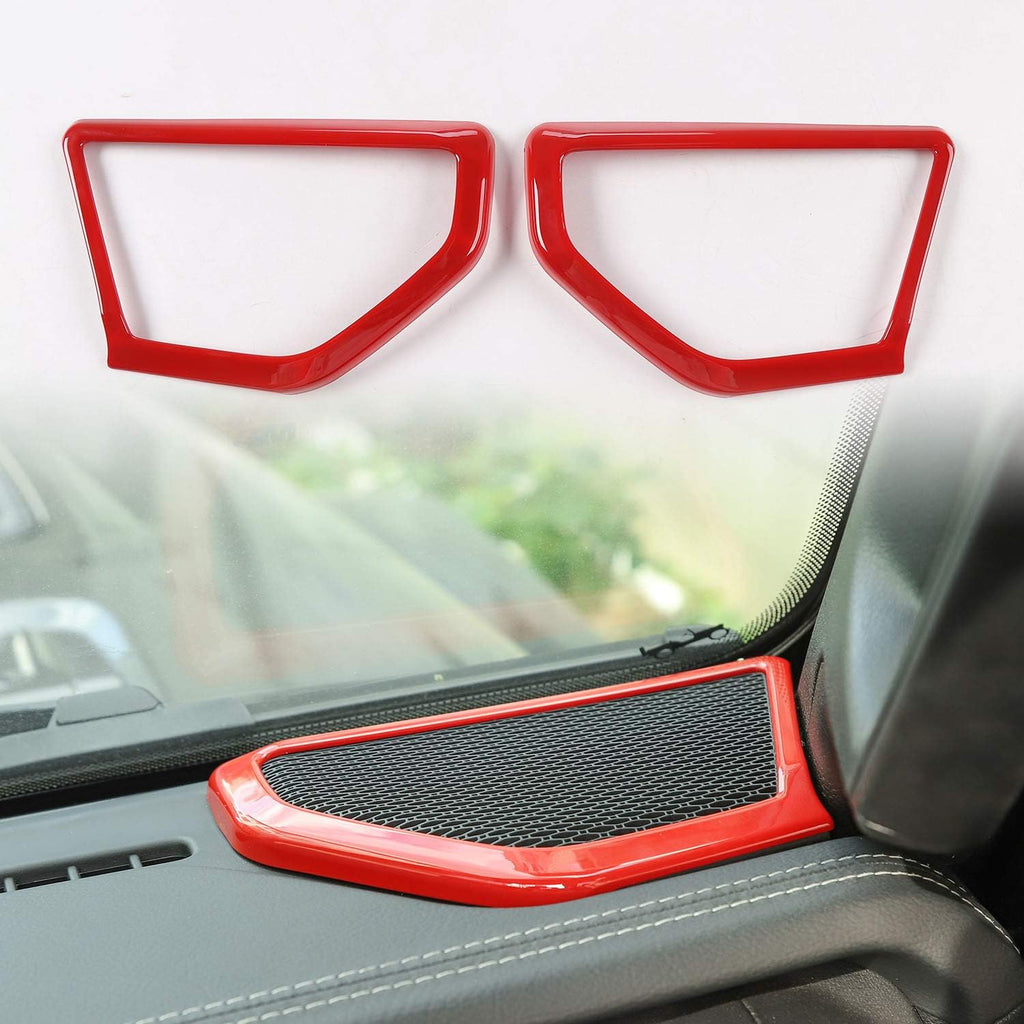 Red ABS A pillar Speaker Decoration Cover Trim Stickers Pack of 2 V4113