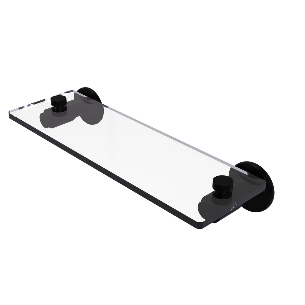 16 inch Glass Vanity Shelf Beveled Edges Matte Black Y813