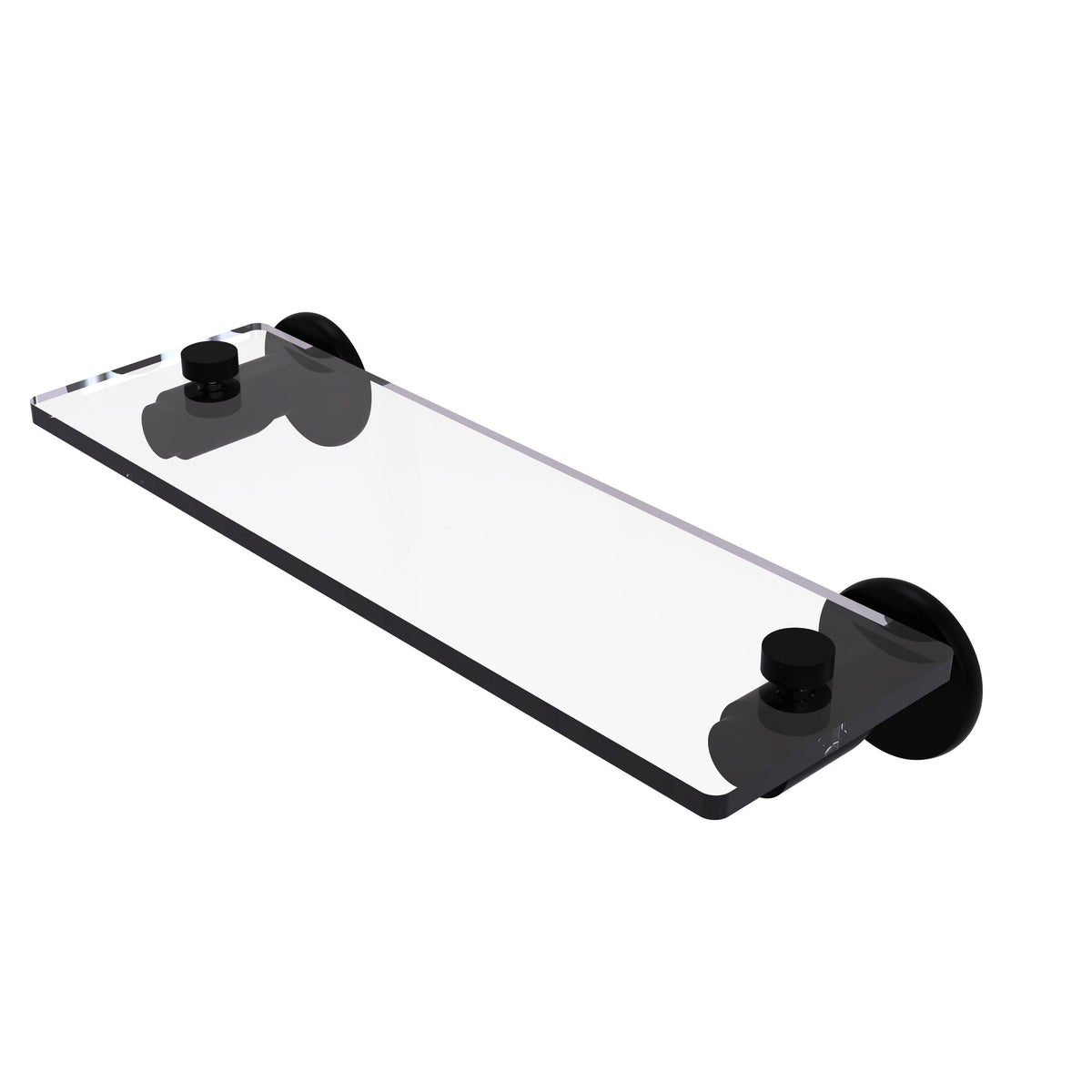 16 inch Glass Vanity Shelf Beveled Edges Matte Black Y813